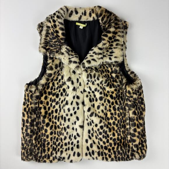 Gianni Bini Faux Fur Leopard Print Mob Wife Lined Vest w/ Pockets Size Small - Picture 1 of 10